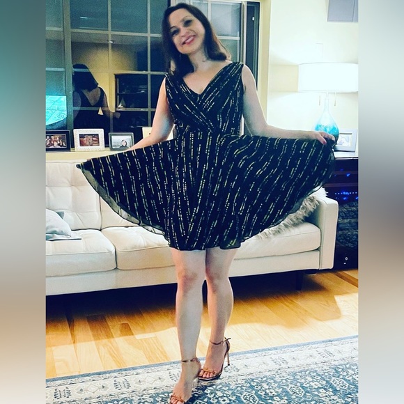 Shoshanna black and gold party dress🥂 - Picture 3 of 8